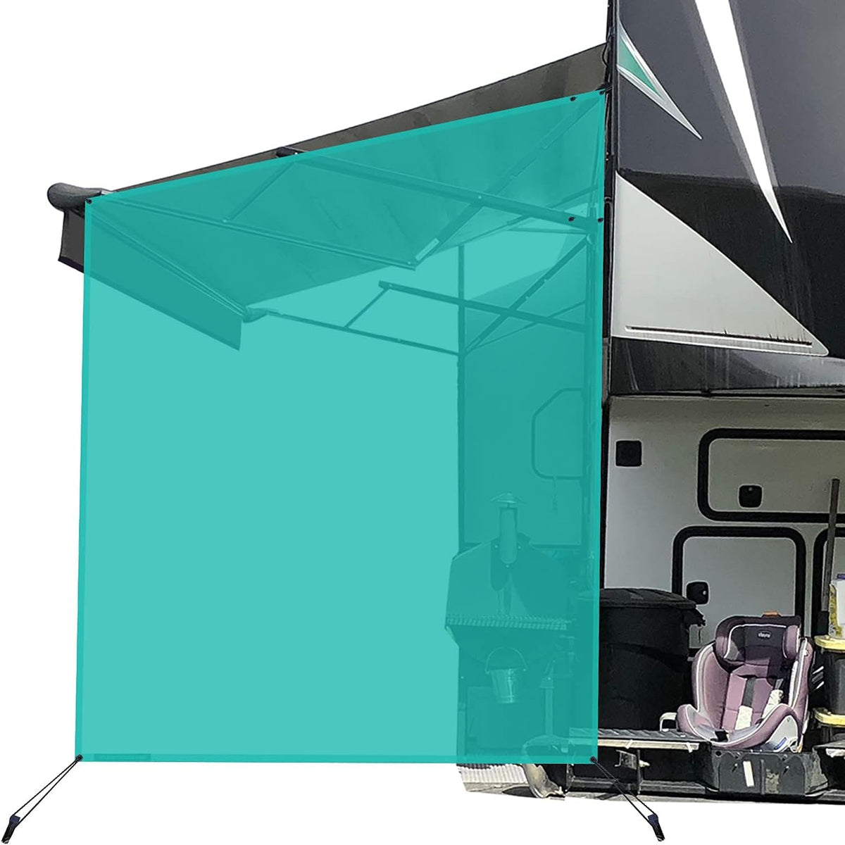 RV Awning Side Sun Shade Screen 9'X7' Beige Mesh Camper Sunshade A283