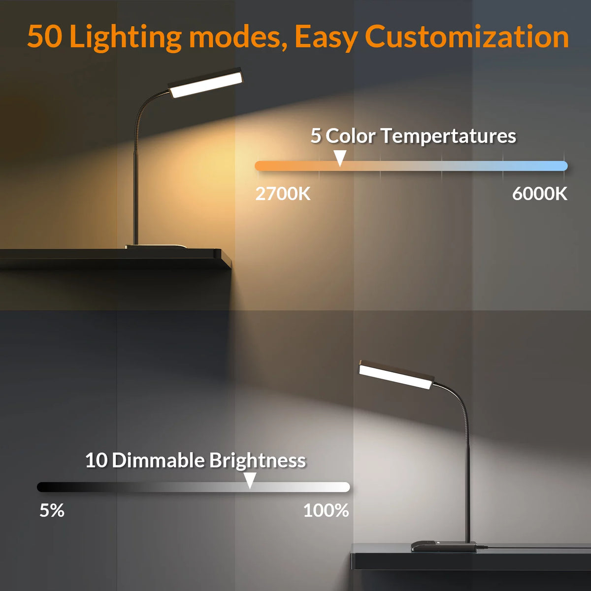 800LM 12W LED Desk Lamp with 50 Lighting Modes N879
