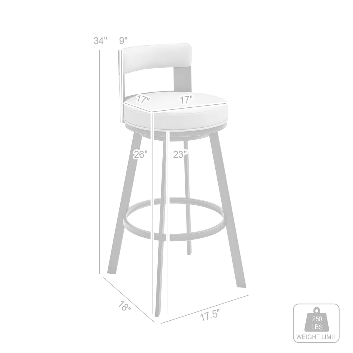 Swivel Faux Leather/Metal Counter Stool in Black/Chrome U5139