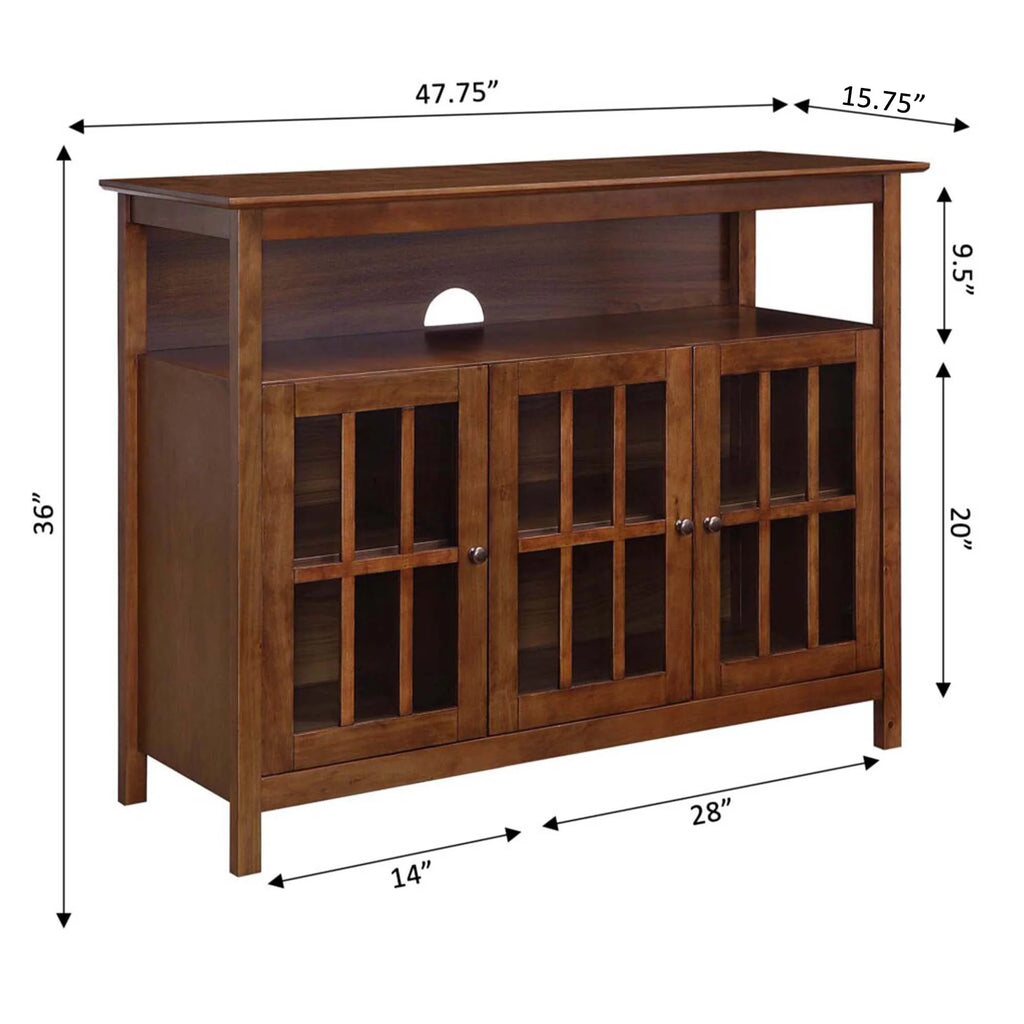 Dark Walnut TV Stand with Storage Cabinets and Shelf H92030