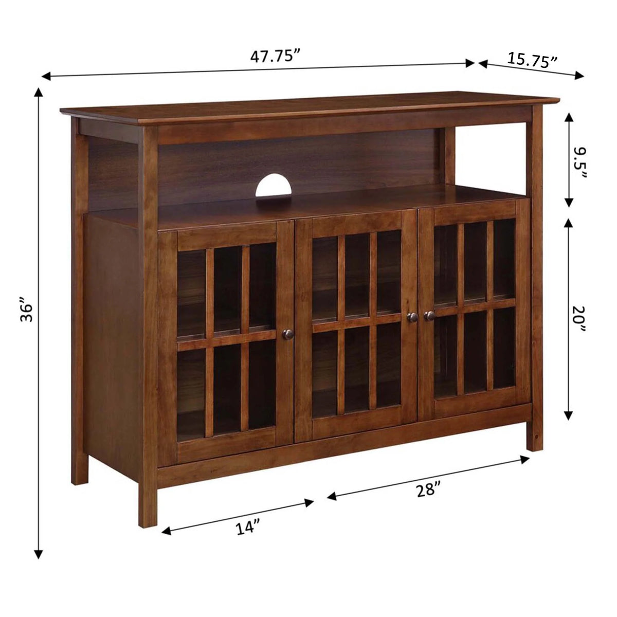 Dark Walnut TV Stand with Storage Cabinets and Shelf H92030