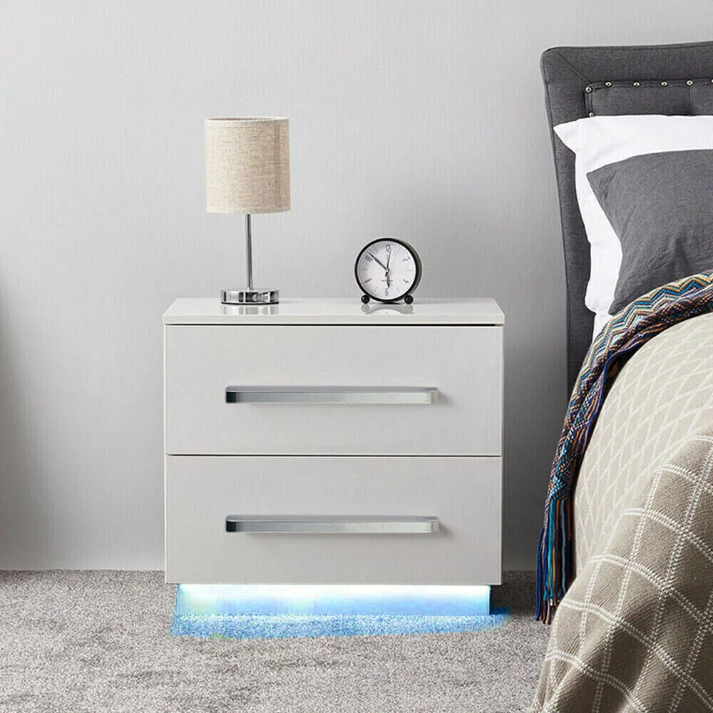 Modern High Gloss 2 Drawer Nightstand X4227