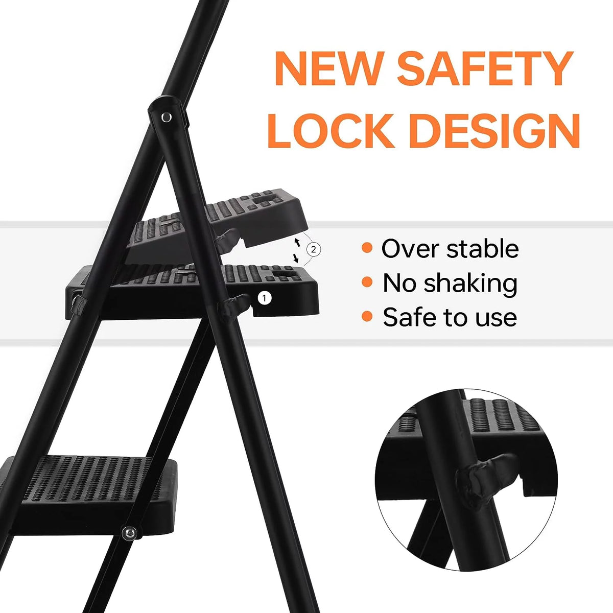 5 Step Lightweight Folding Steel Ladder 330lb Capacity K8366