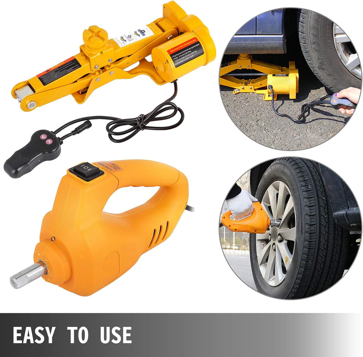 3 Ton 6600 LB 12V DC Electric Scissor Jack with Electric Impact Wrench I313