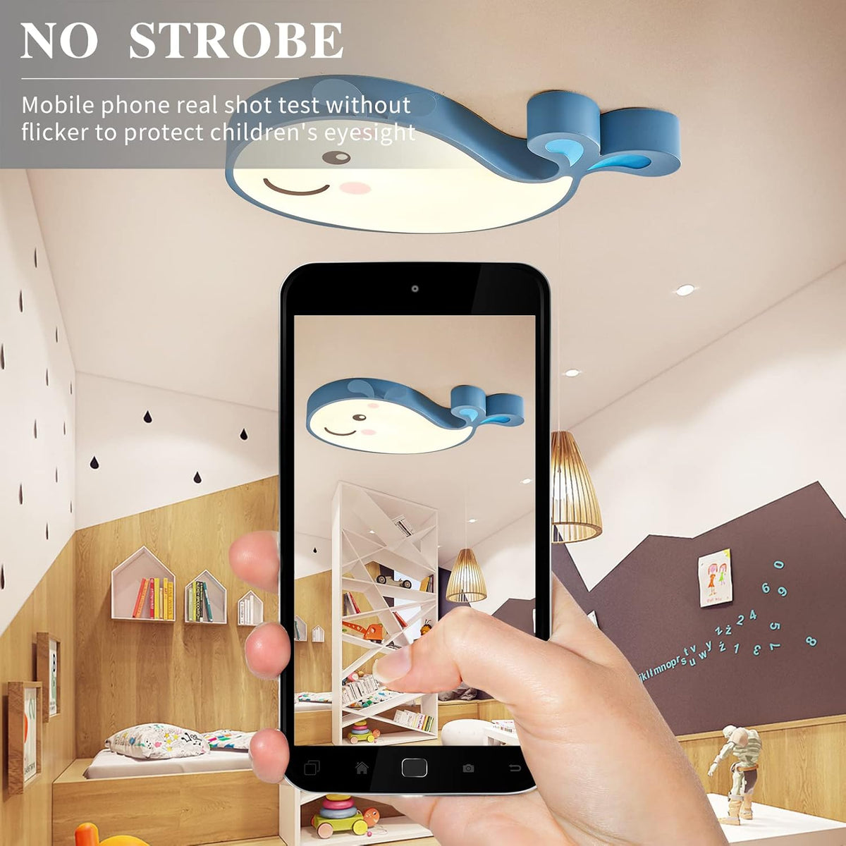 Blue Cartoon Whale Flush Mount Ceiling Light G7954