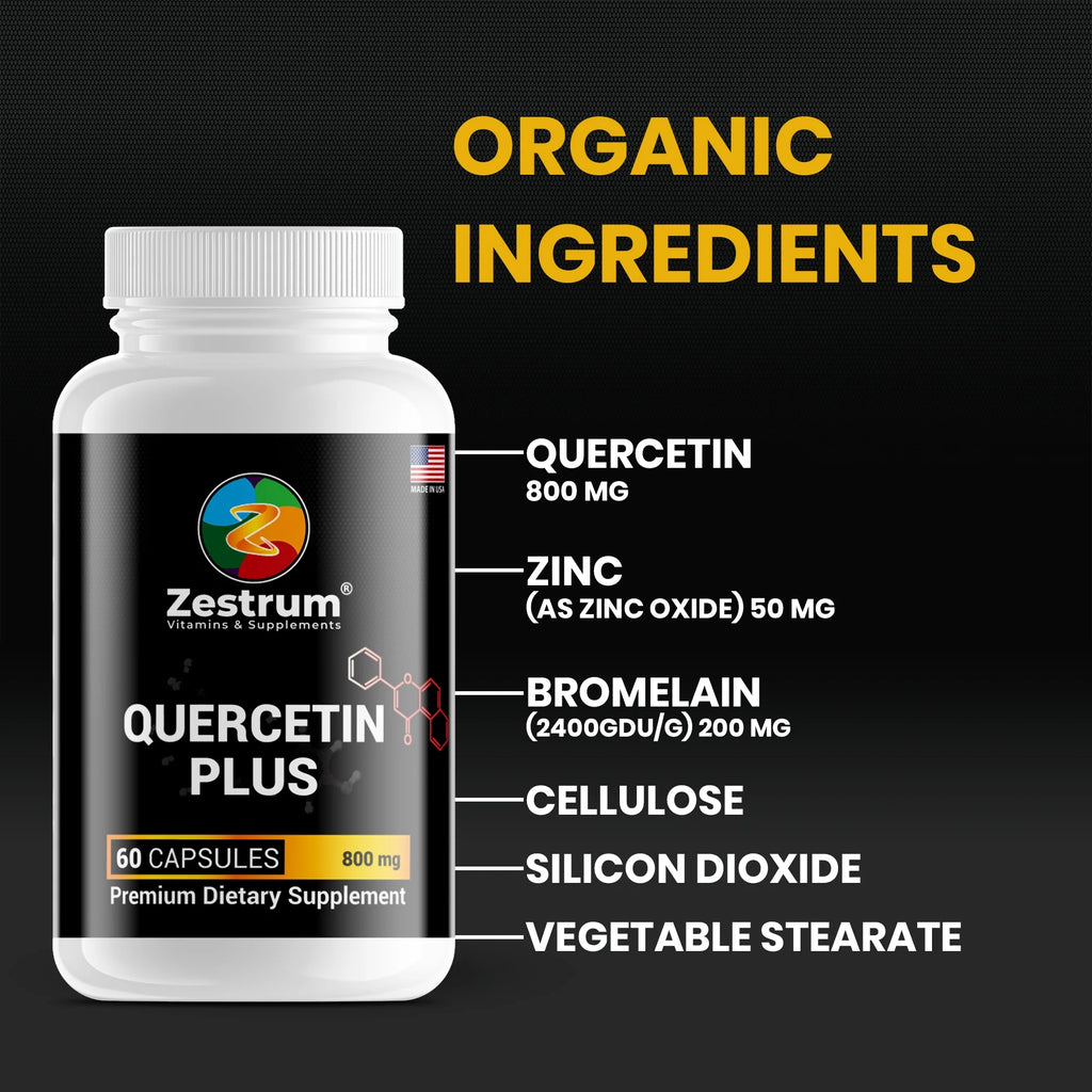 Zinc Quercetin Bromelain 60 Vegetarian Capsules 800 mg F3420