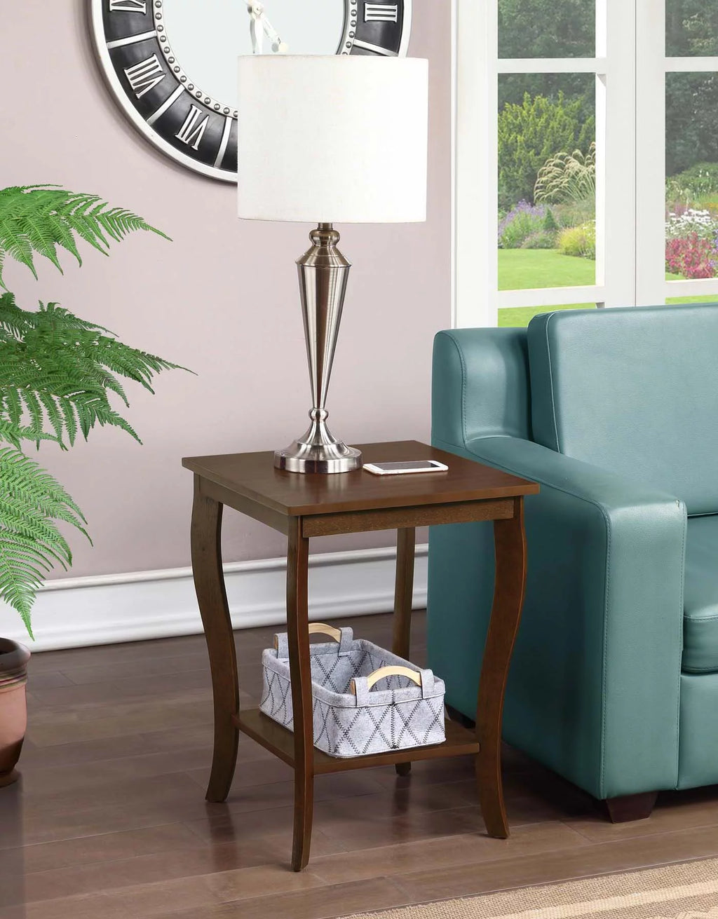 Espresso Square End Table with Shelf U2733