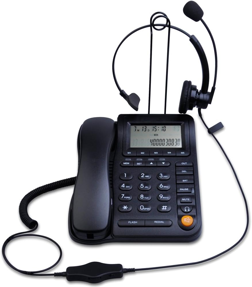 Call Center Corded Phone with Caller ID and Monaural Headset Z892