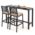 3PCS Outdoor Metal Bar Table & Chairs Set with Cushion X7226