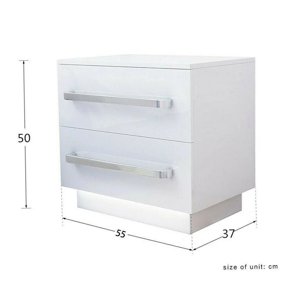 Modern High Gloss 2 Drawer Nightstand X4227