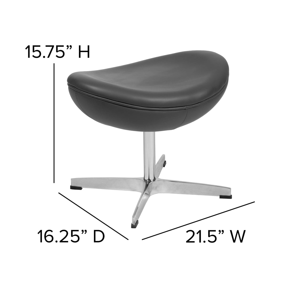 Gray LeatherSoft Saddle Wing Ottoman F157