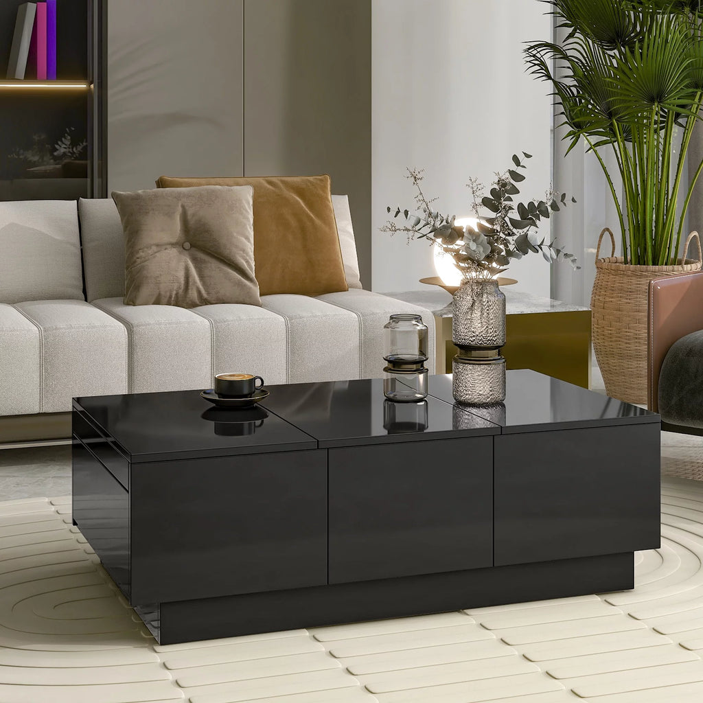 Black Extendable Coffee Table with 2 Drawers C76182