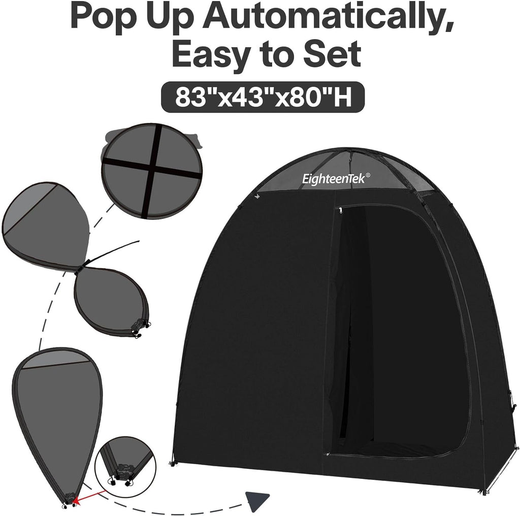 Camping Shower Tent Changing Room with Fixed Floor 2 Rooms and Doors Pop Up Privacy Shelter with Carry Bag 83"x43"x80" P38568