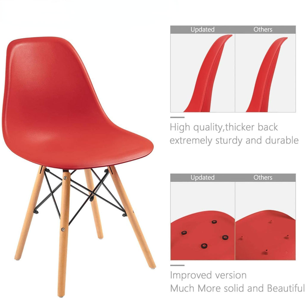 Red Plastic Dining Chair Set of 4 L9953