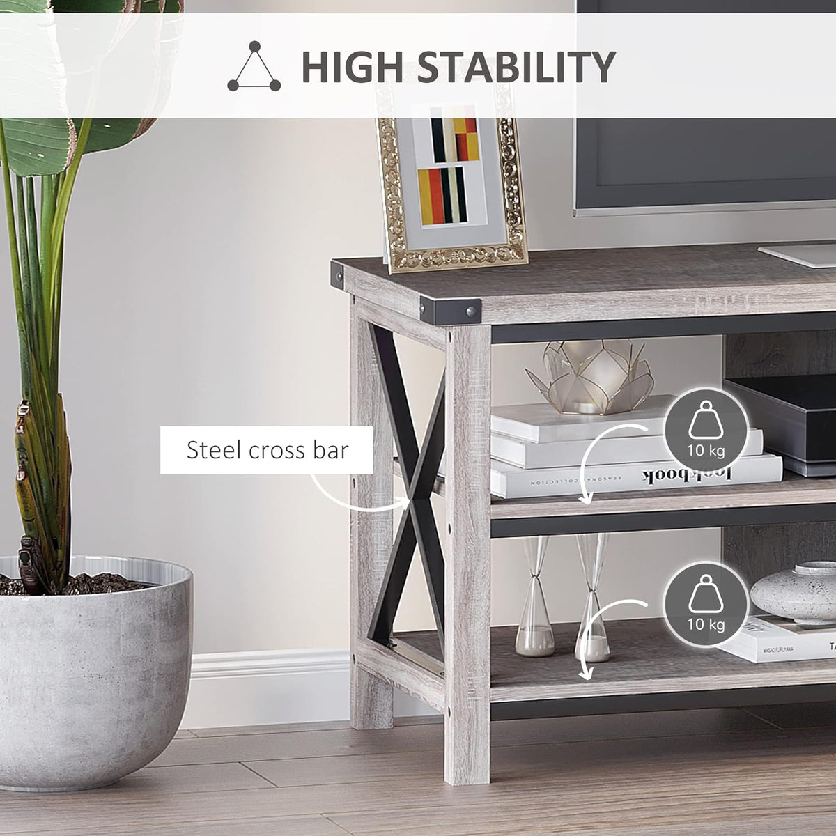 Console TV Stand with 2 Cable Management Hole P34560