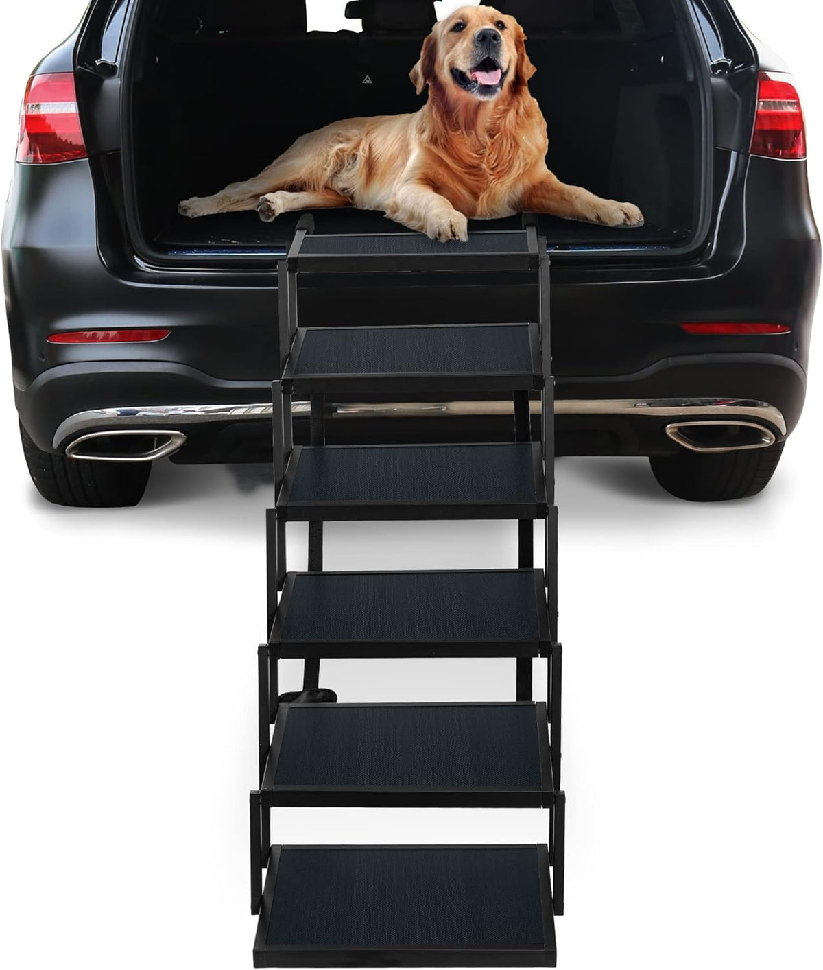 Foldable Aluminum 6 Step Dog Stairs with Nonslip Surface W4330