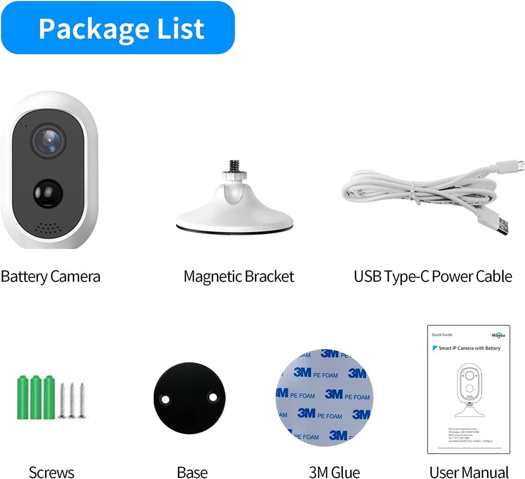 2K Wireless Rechargeable Battery Powered Camera with PIR Motion Detection E9593