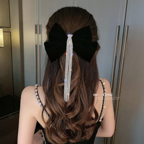 Velvet Rhinestone Bow Claw Hair Clips 2 Pack P635