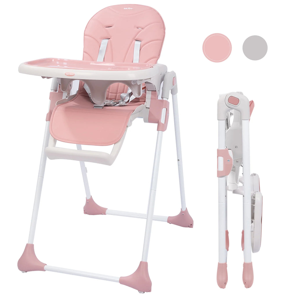 Portable Folding Highchair with Adjustable Height, Removable Tray, Gray K366