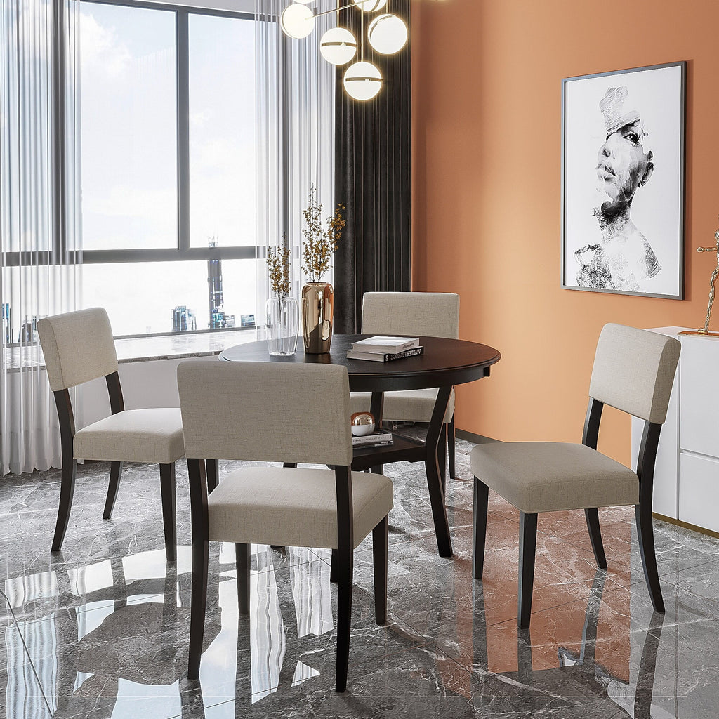 Espresso Round Dining Table Set with 4 Chairs R4644