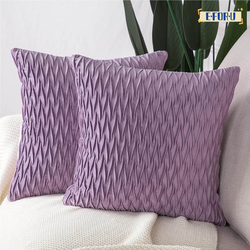 Set of 2 Velvet Decorative Throw Pillow Covers 20x20 inch Square Cushion Case M8293