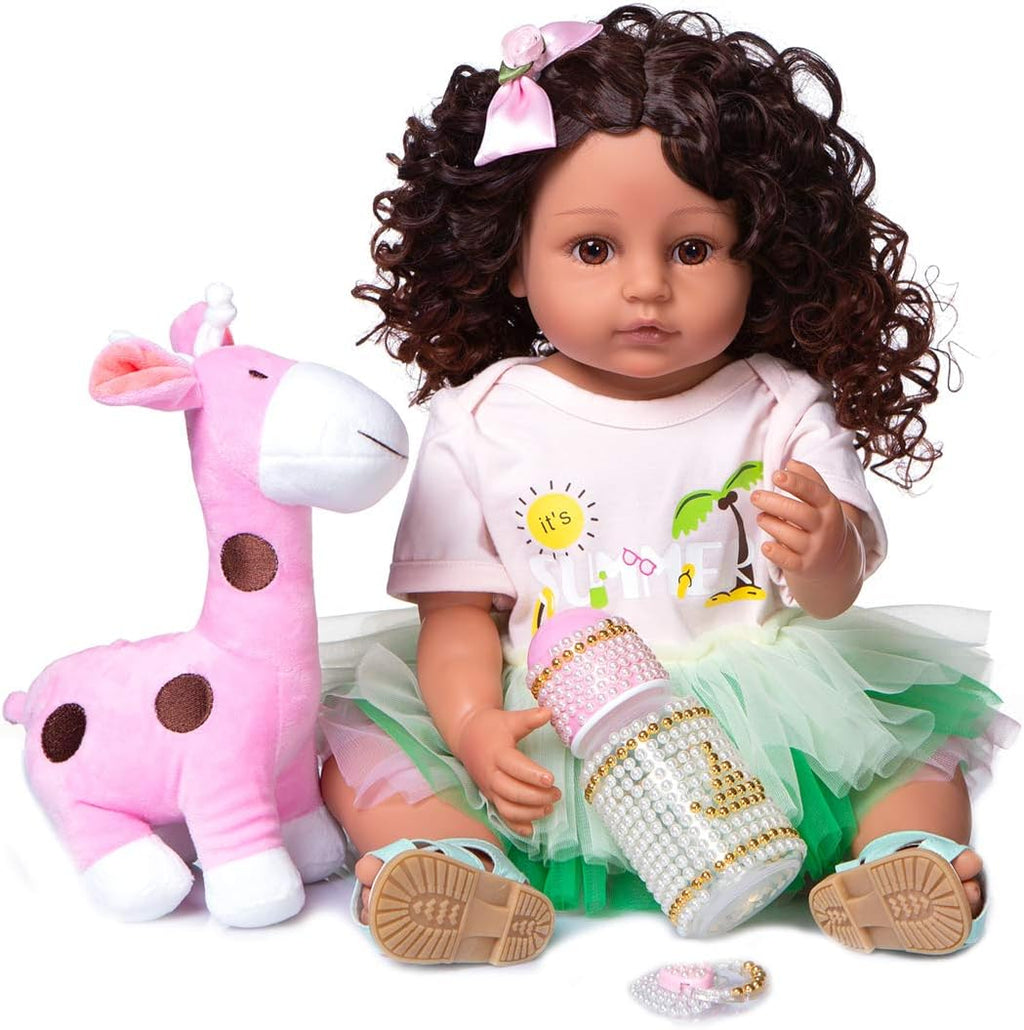 22 inch Realistic Reborn Baby Doll with Curly Brown Hair Z38780