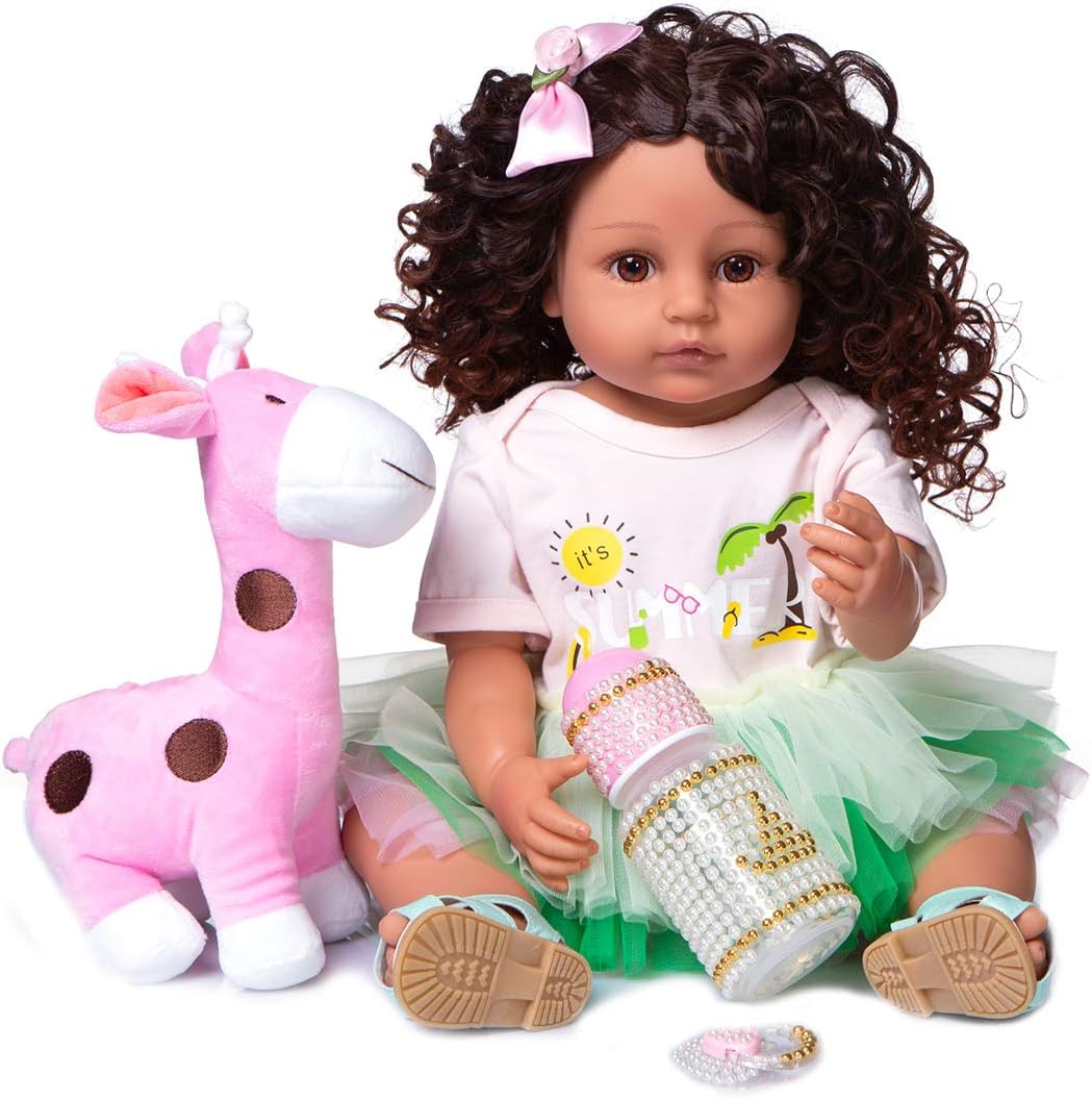22 inch Realistic Reborn Baby Doll with Curly Brown Hair Z38780