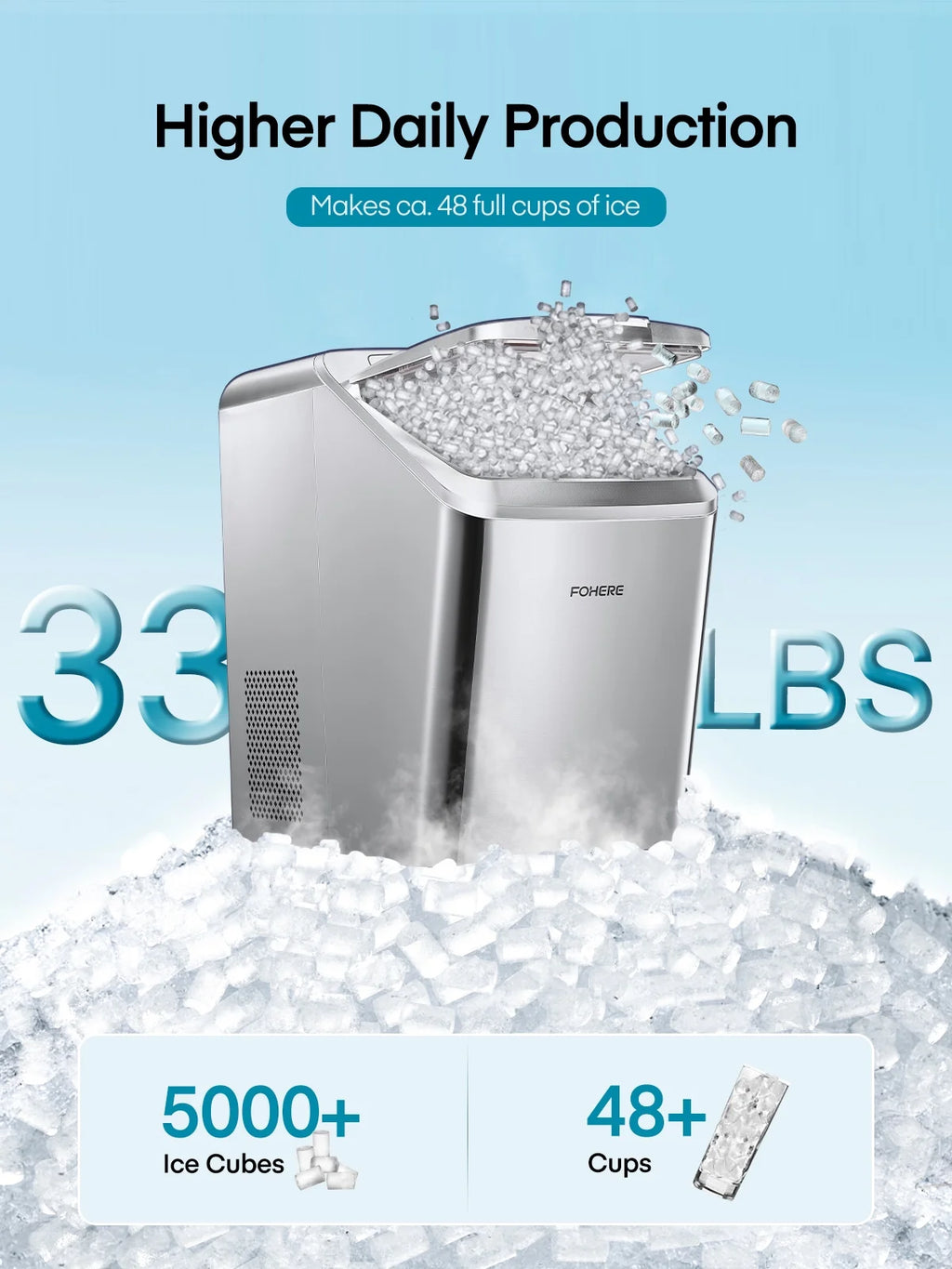 White Stainless Steel Nugget Ice Maker A719