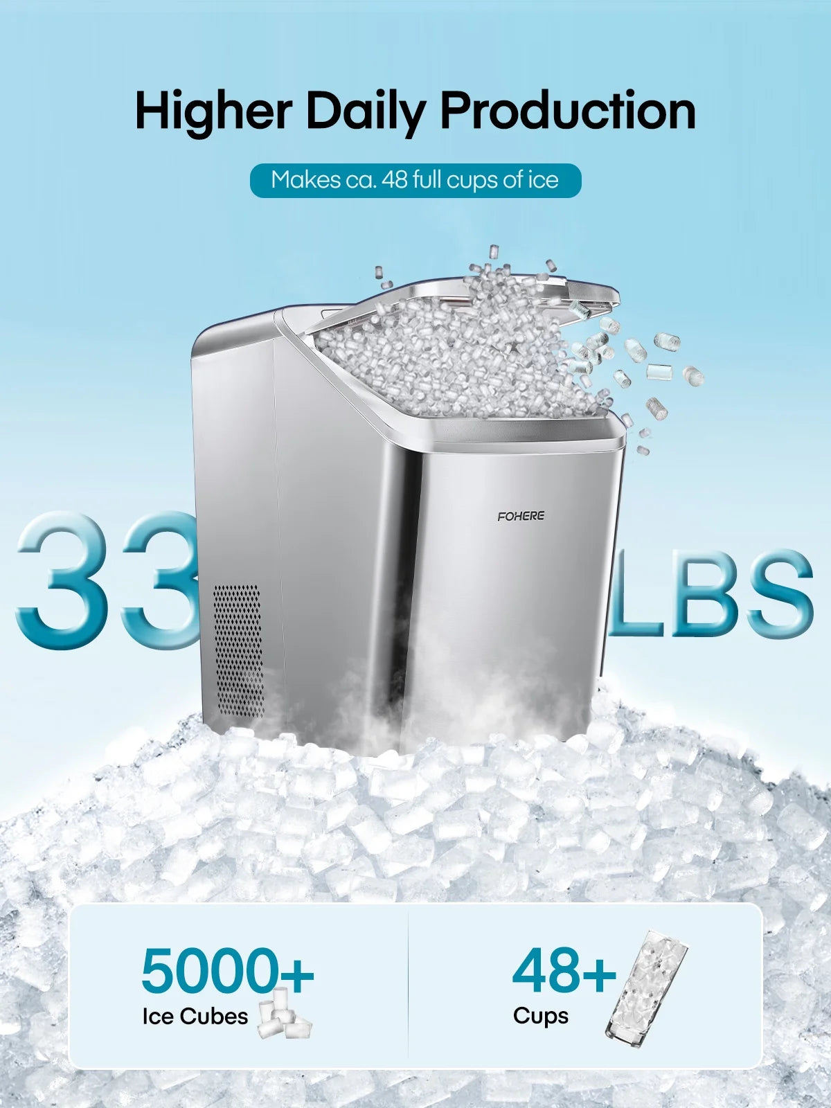 White Stainless Steel Nugget Ice Maker A719