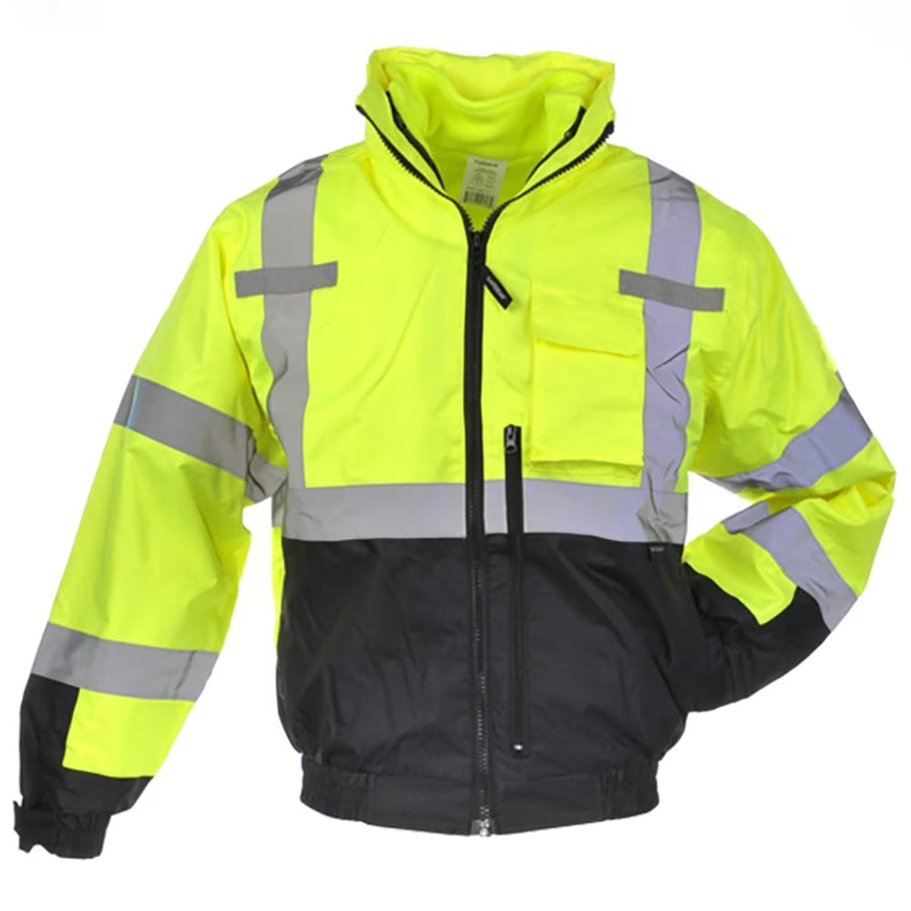 Class 3 Rip-Stop 3-in-1 Removeable Fleece-Lined Bomber Jacket - XL - Lime Green/Yellow & Black Y1003