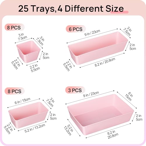 25 PCS Clear Plastic Drawer Organizers Set F7118