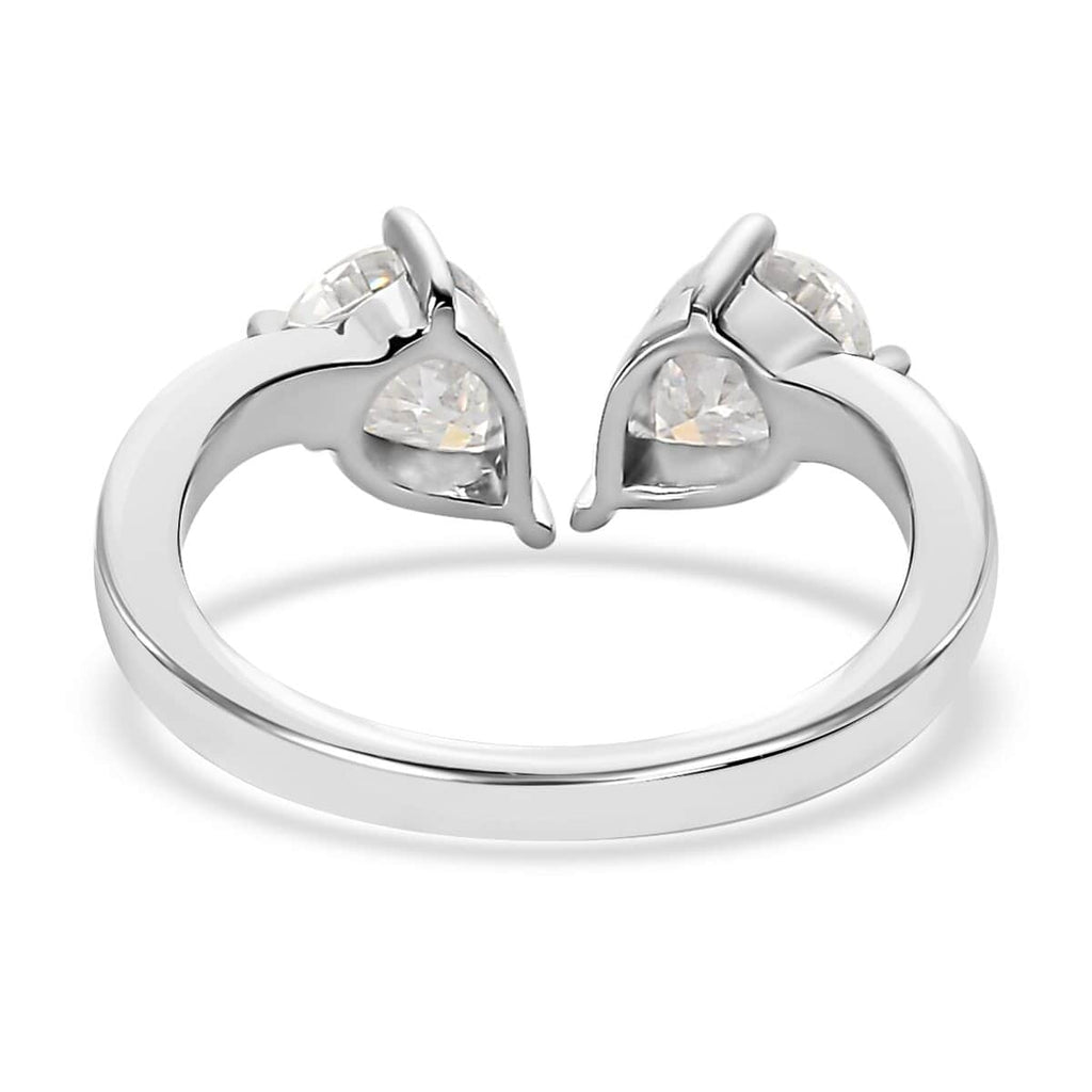 Moissanite Pear 10K White Gold Bypass Openable Tear Drop Ring Size 8 Ct 1.15 Y709398