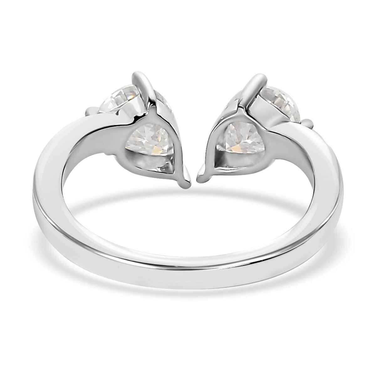 Moissanite Pear 10K White Gold Bypass Openable Tear Drop Ring Size 8 Ct 1.15 Y709398