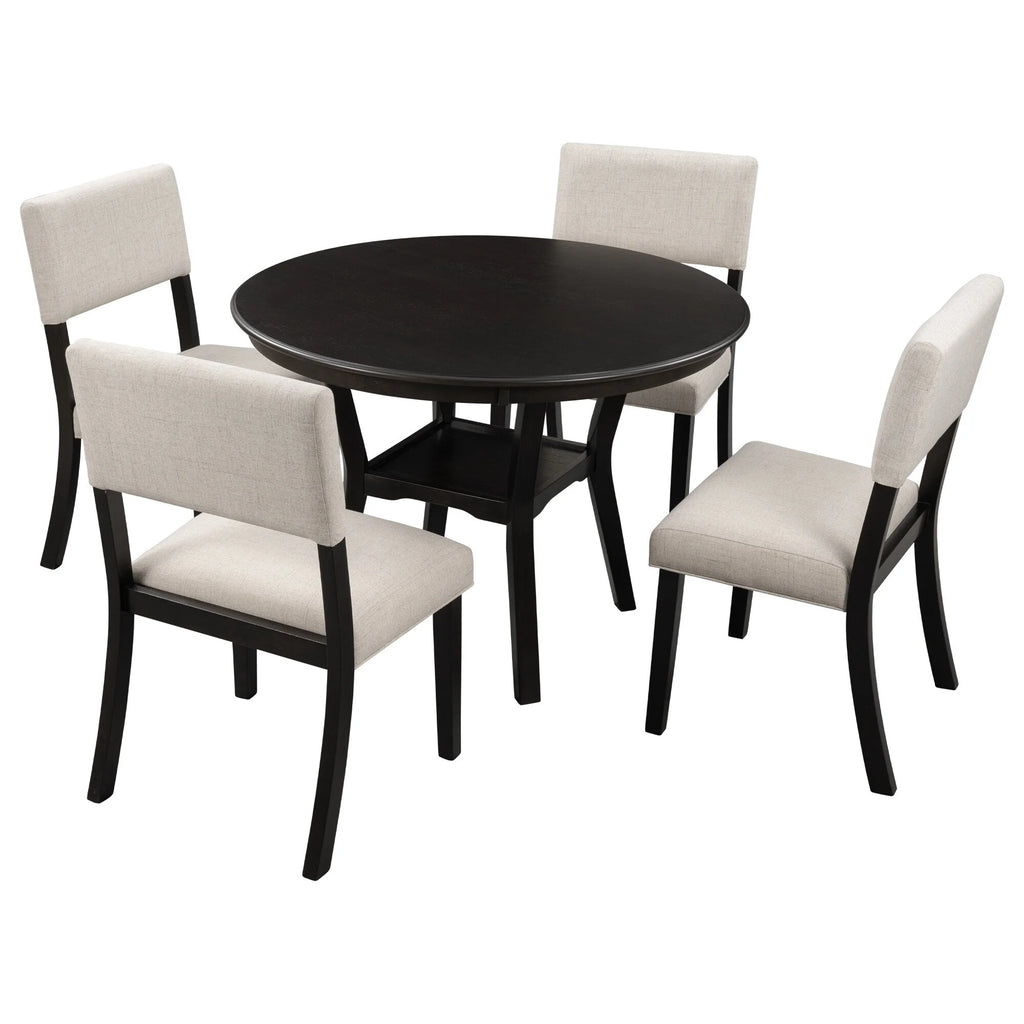 Espresso Round Dining Table Set with 4 Chairs R4644