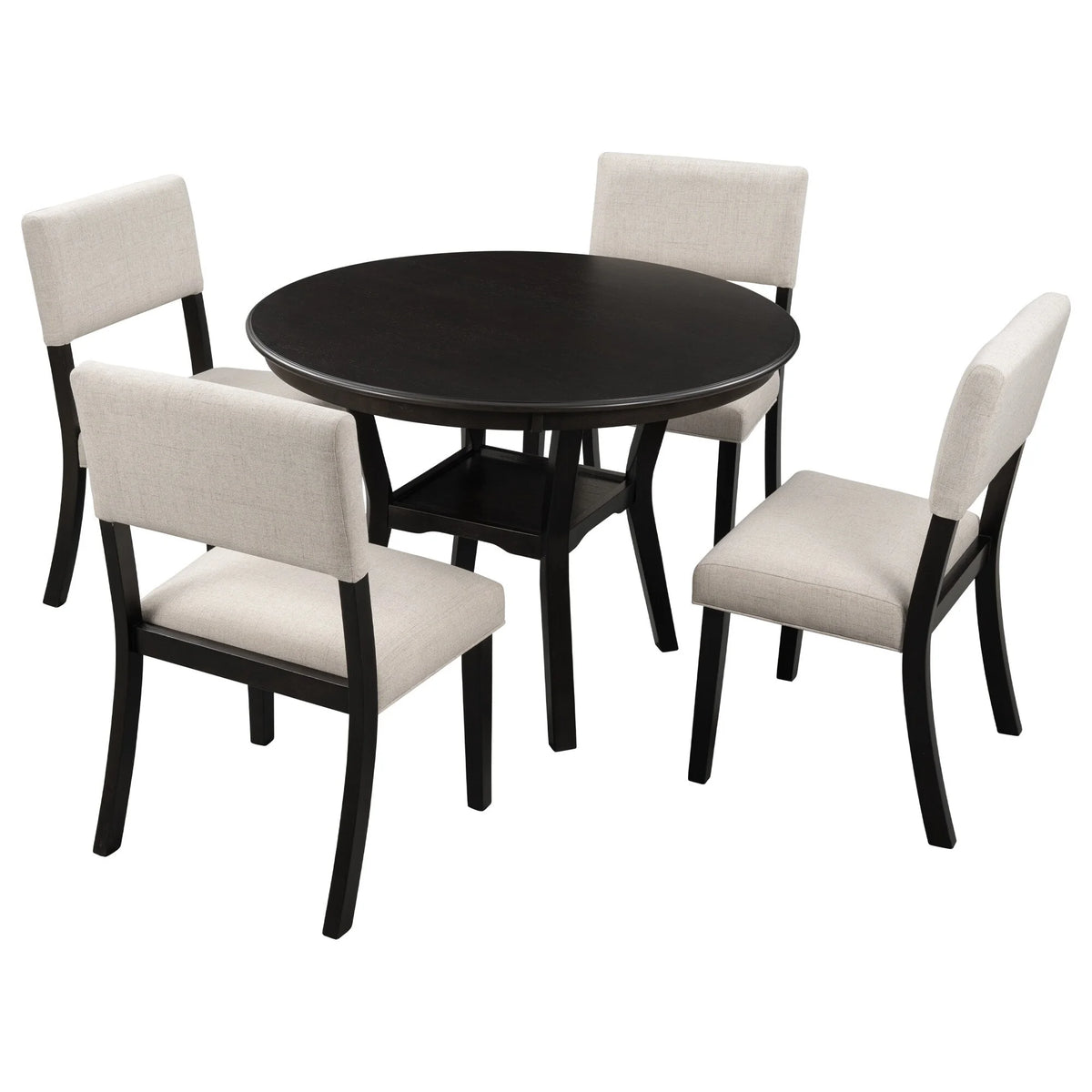 Espresso Round Dining Table Set with 4 Chairs R4644