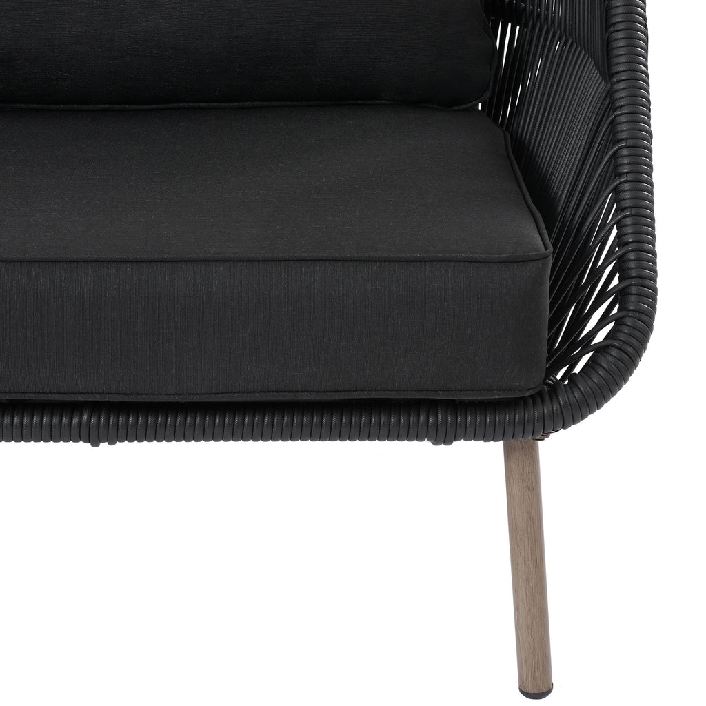 Black Wicker Outdoor Accent Chair with Cushions V54570