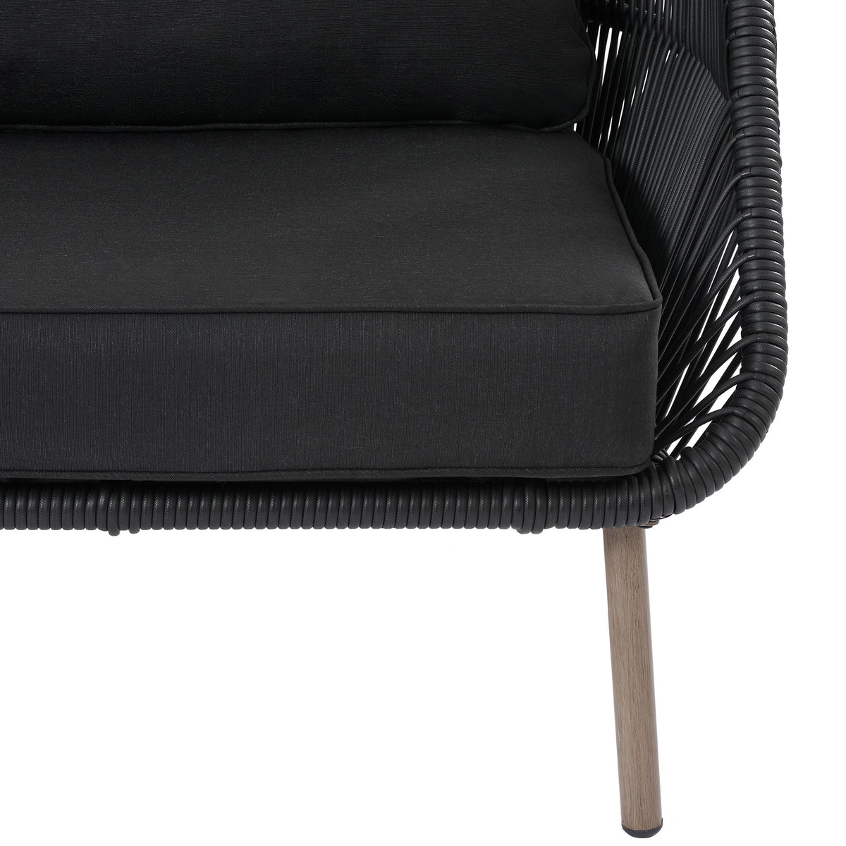 Black Wicker Outdoor Accent Chair with Cushions V54570