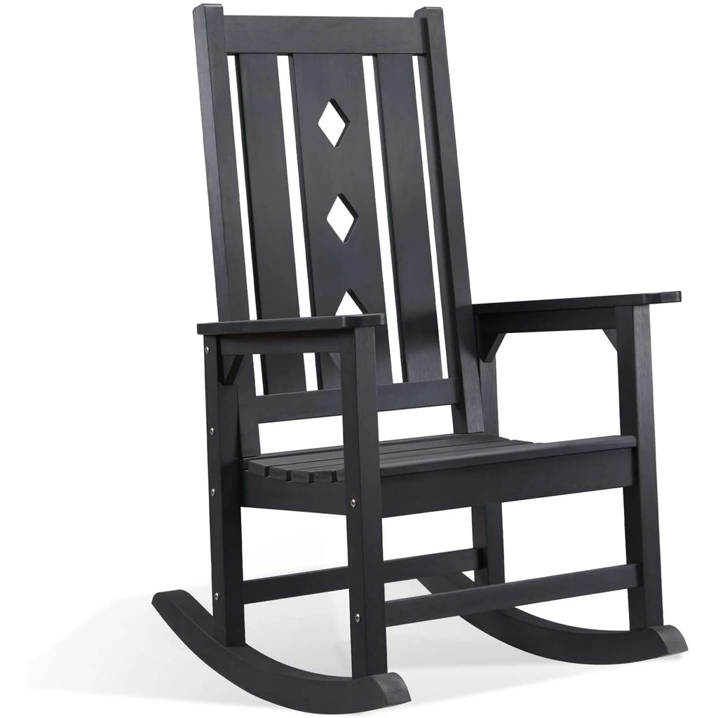 Oversized Weather Resistant Rocking Chair 350lbs Black J78741