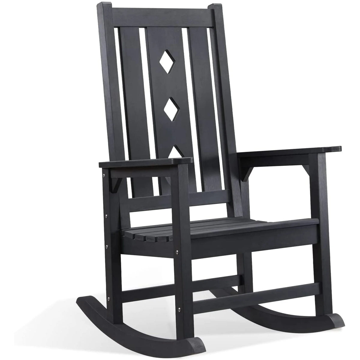 Oversized Weather Resistant Rocking Chair 350lbs Black J78741