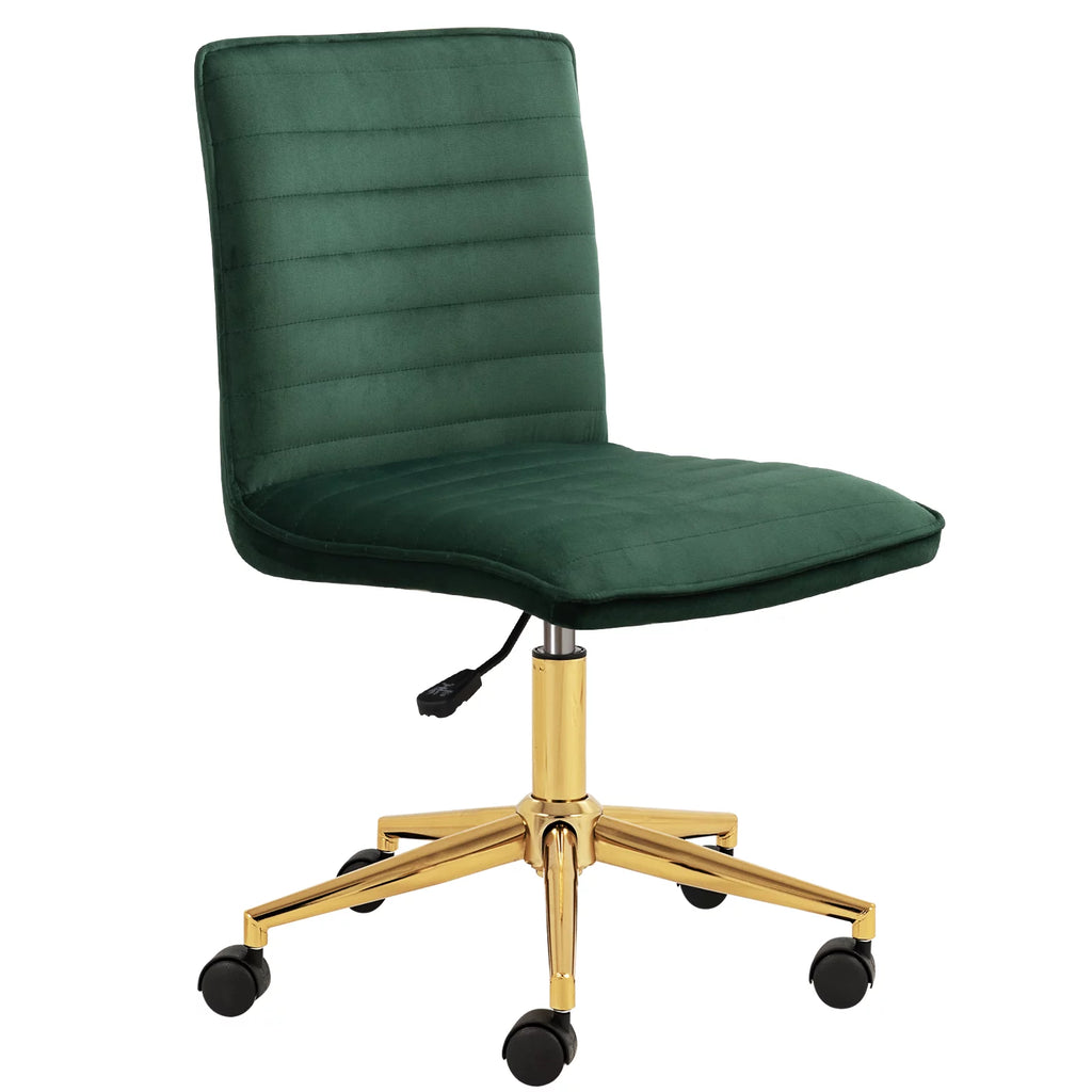 Dark Green Velvet Upholstered Swivel Office Chair U996