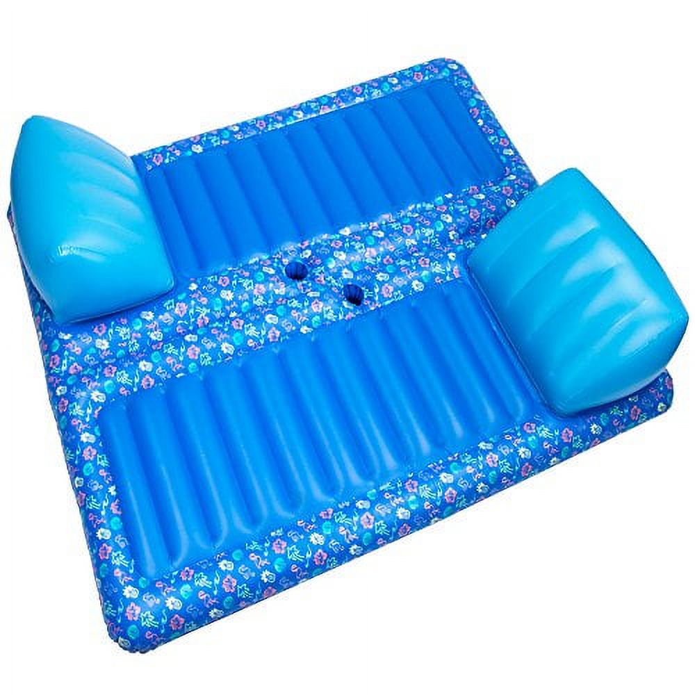 2-Person Inflatable Swimming Pool Lounge Raft with Cup Holders D958
