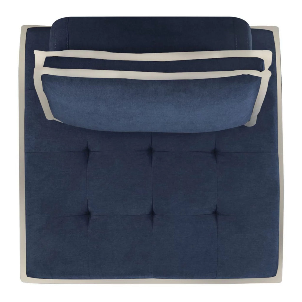 Navy Blue And Cream Fabric Armless Accent Chair Y7063