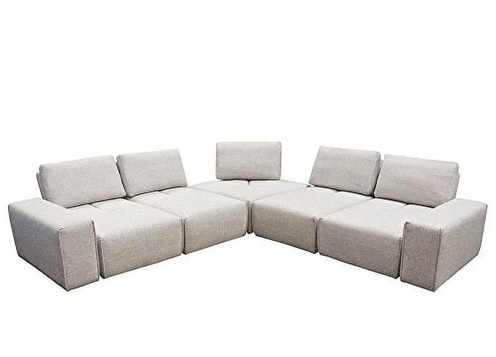 Light Brown Fabric 5-Seater Corner Sectional U585432