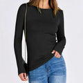 Long Sleeve Rib Knit Slim Fit Tee Z49784