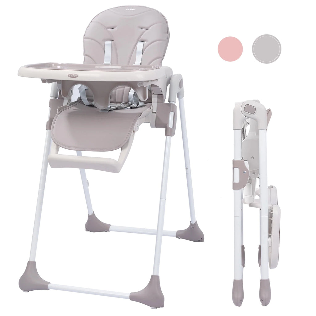 Portable Folding Highchair with Adjustable Height, Removable Tray, Gray K366