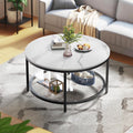 2-Tier Round Coffee Table with Glass Shelf R63405