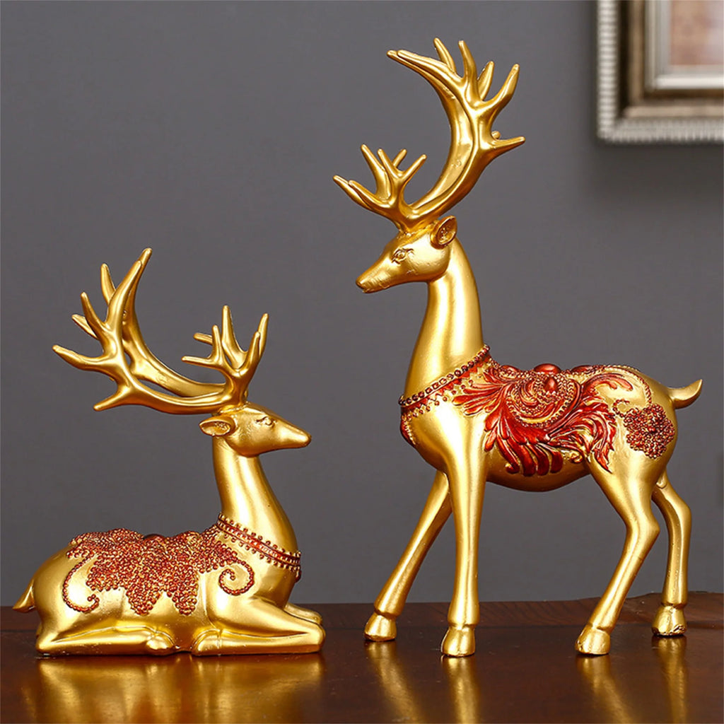 Elk Figurines Sitting and Standing Deer Statues A282203