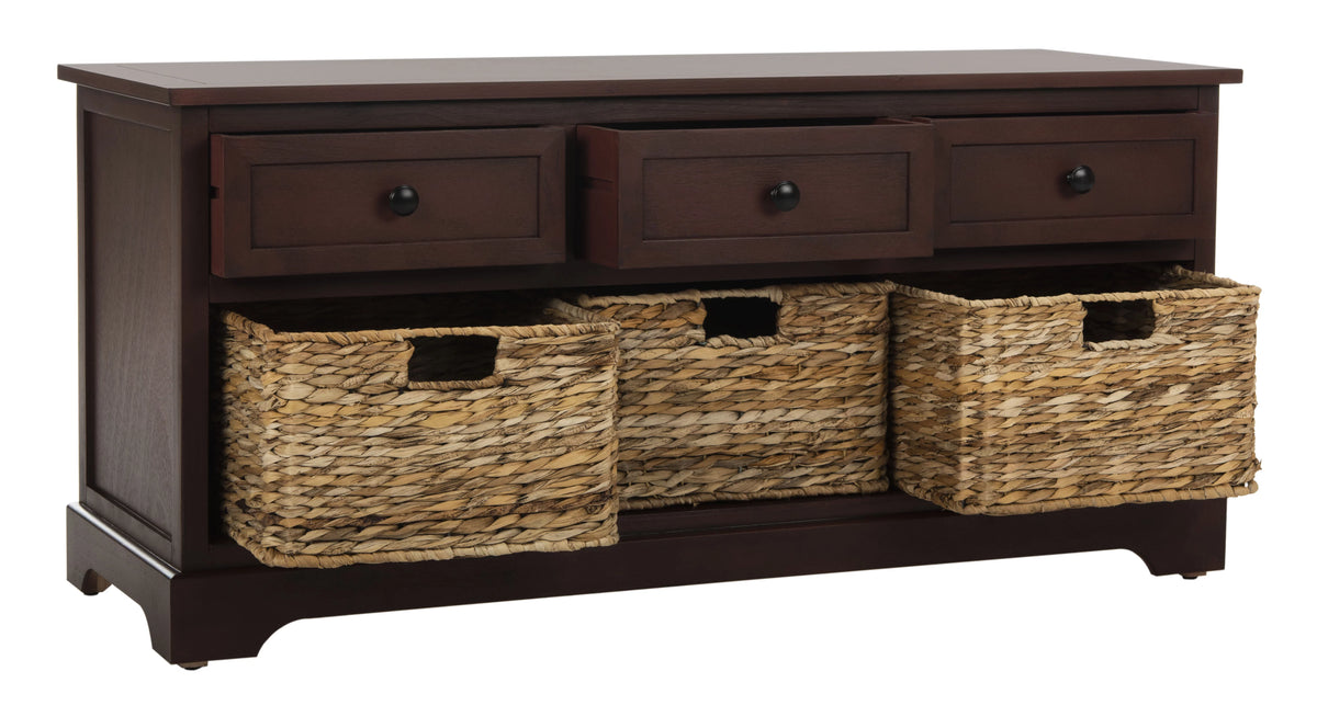 Storage Bench with 3 Wicker Baskets and 3 Drawers B413