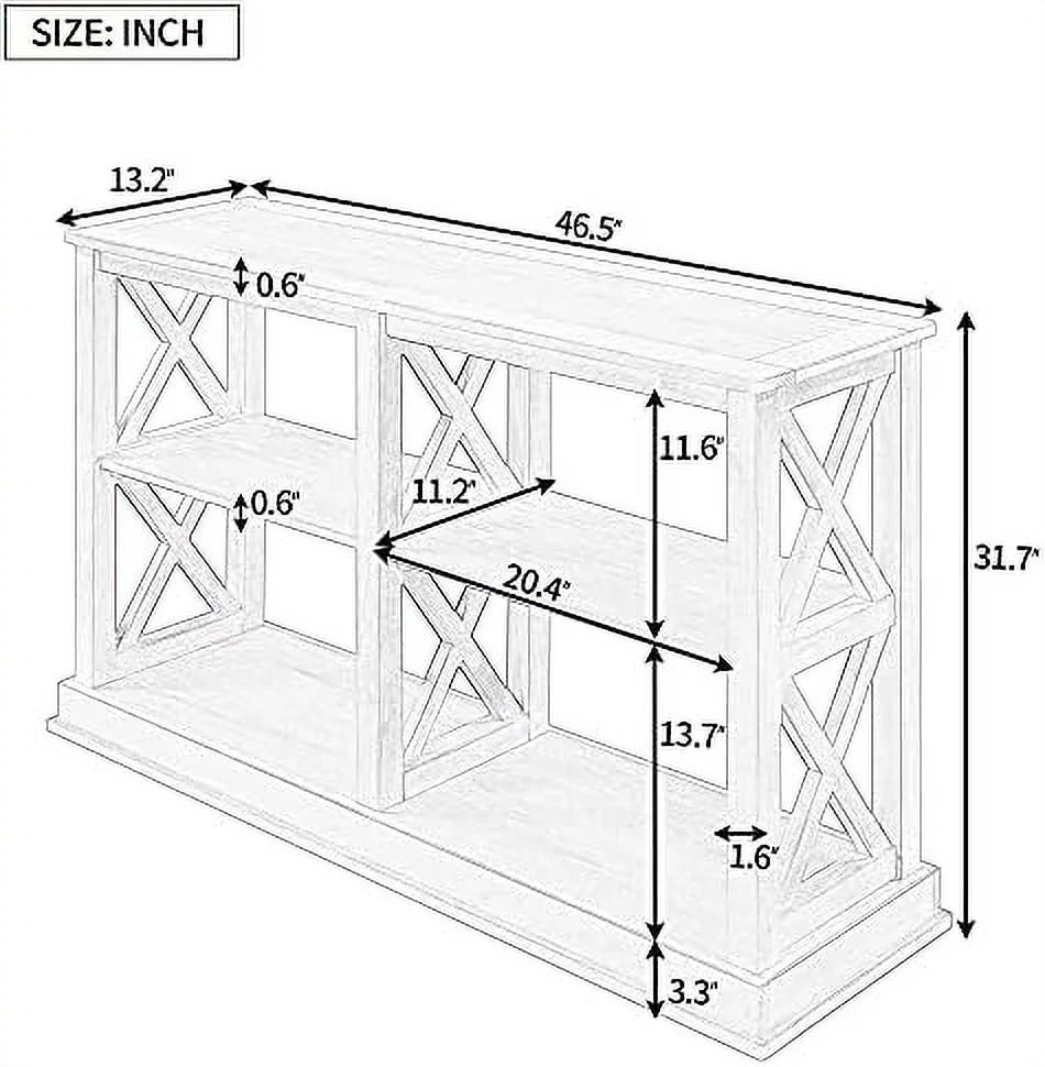 3 Tier Sofa Table with 4 Shelves O16575