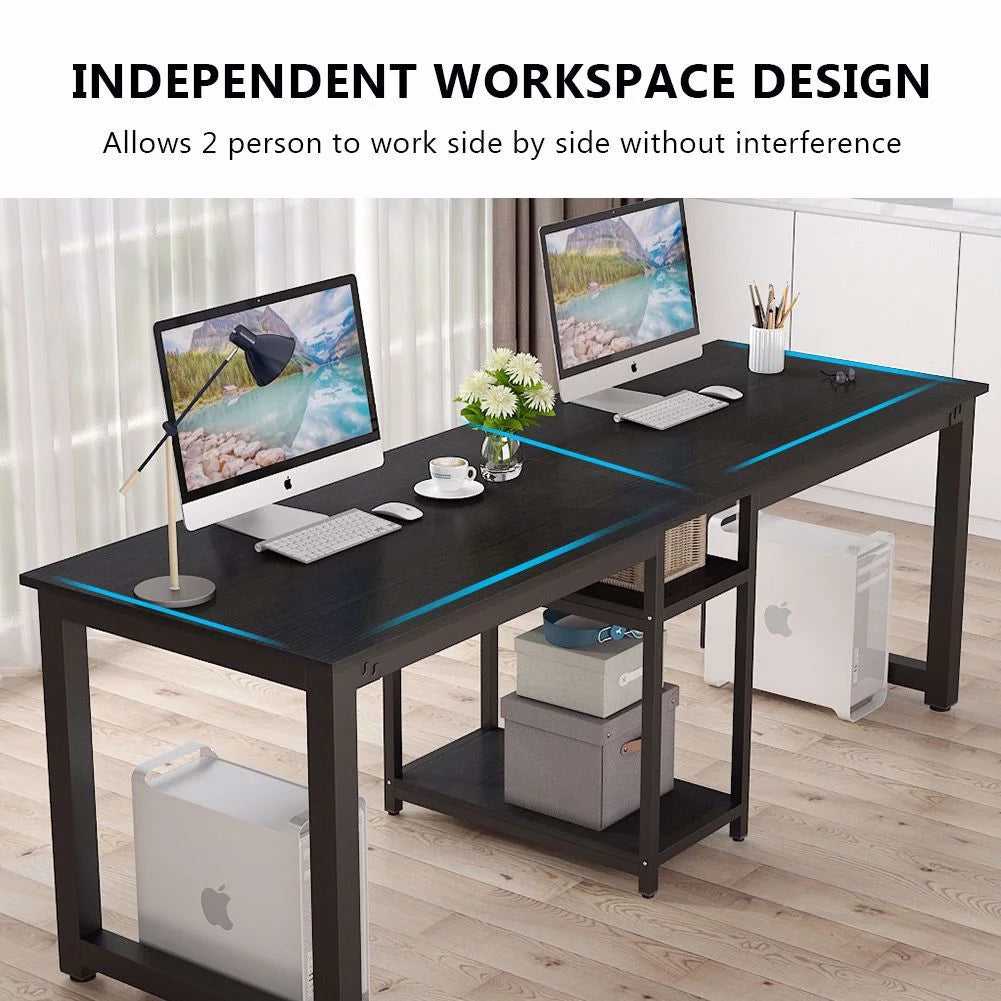 78 Extra Large Two Person Computer Desk with Shelf R88186